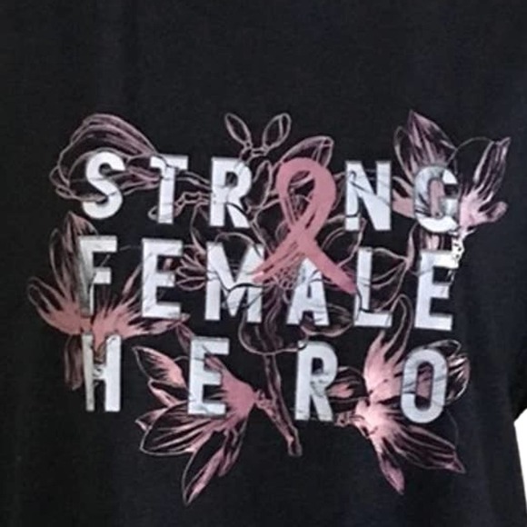 BREAST CANCER AWARENESS STRONG FEMALE HERO DARK GRAY MEDIUM - Picture 2 of 3